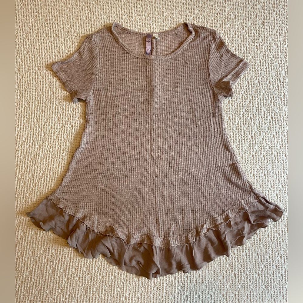 ALYA BLOUSE TWO-TONE KNIT RUFFLE TOP